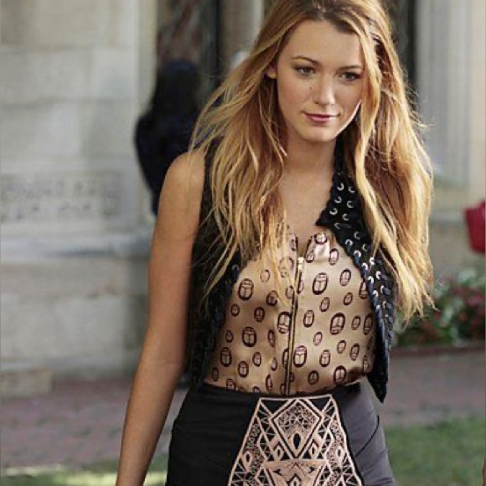 Givenchy Black and Blue Grommet Vest